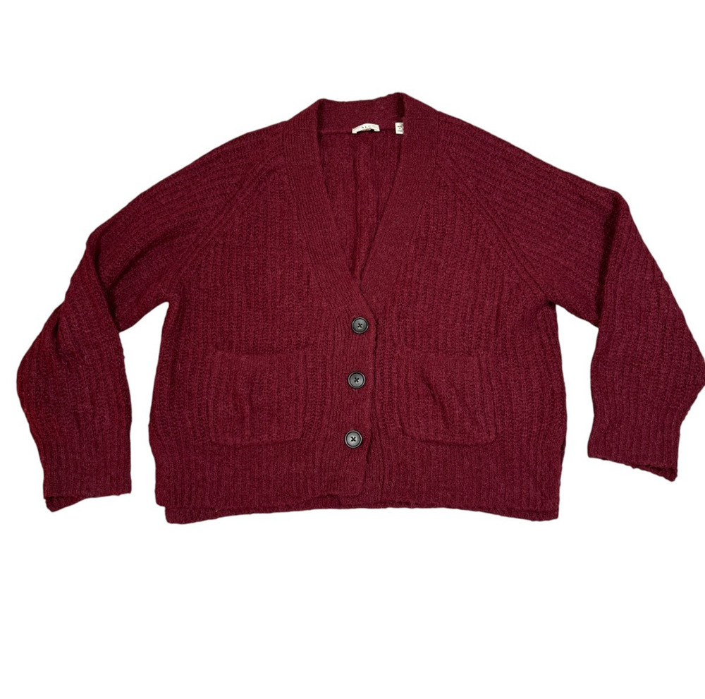 A.L.C Womens Size M Cleveland Cardigan Sweater Plum Wine Button Front